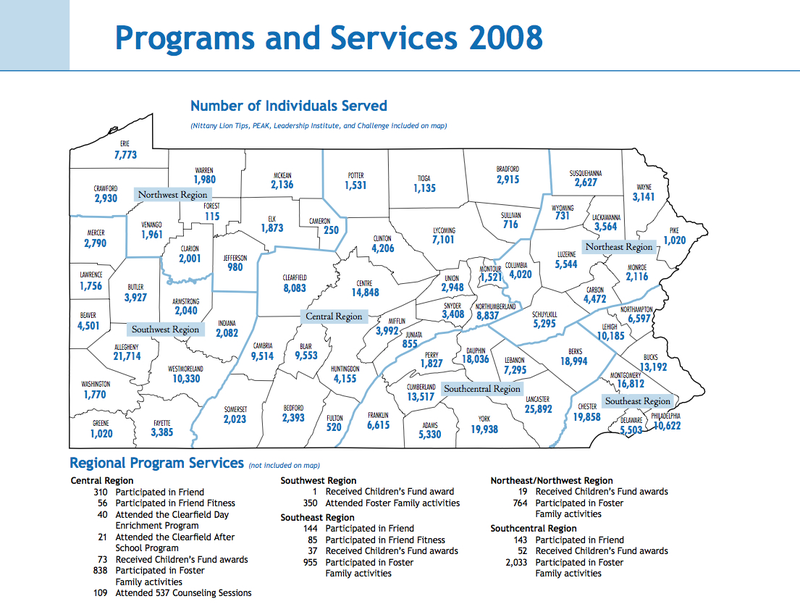 Illustration for article titled A Cartographic Illustration Of How Pervasive Jerry Sandusky's Youth Charity Is In Pennsylvania
